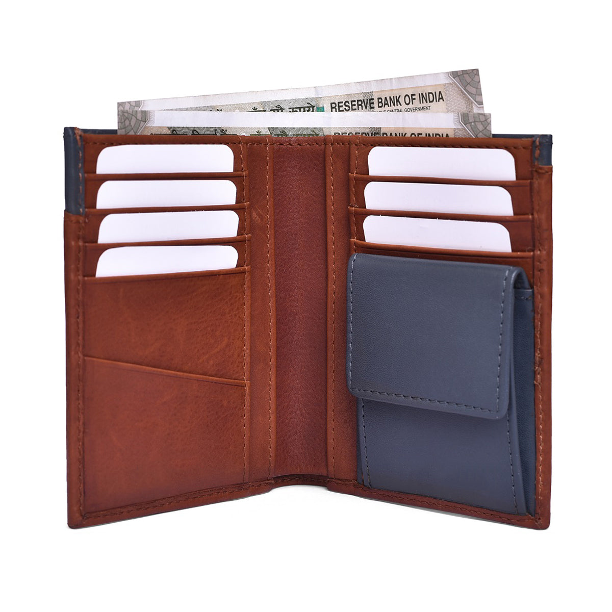 Genuine Leather Colorblock Bi-fold Men's Wallet