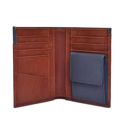 Genuine Leather Colorblock Bi-fold Men's Wallet