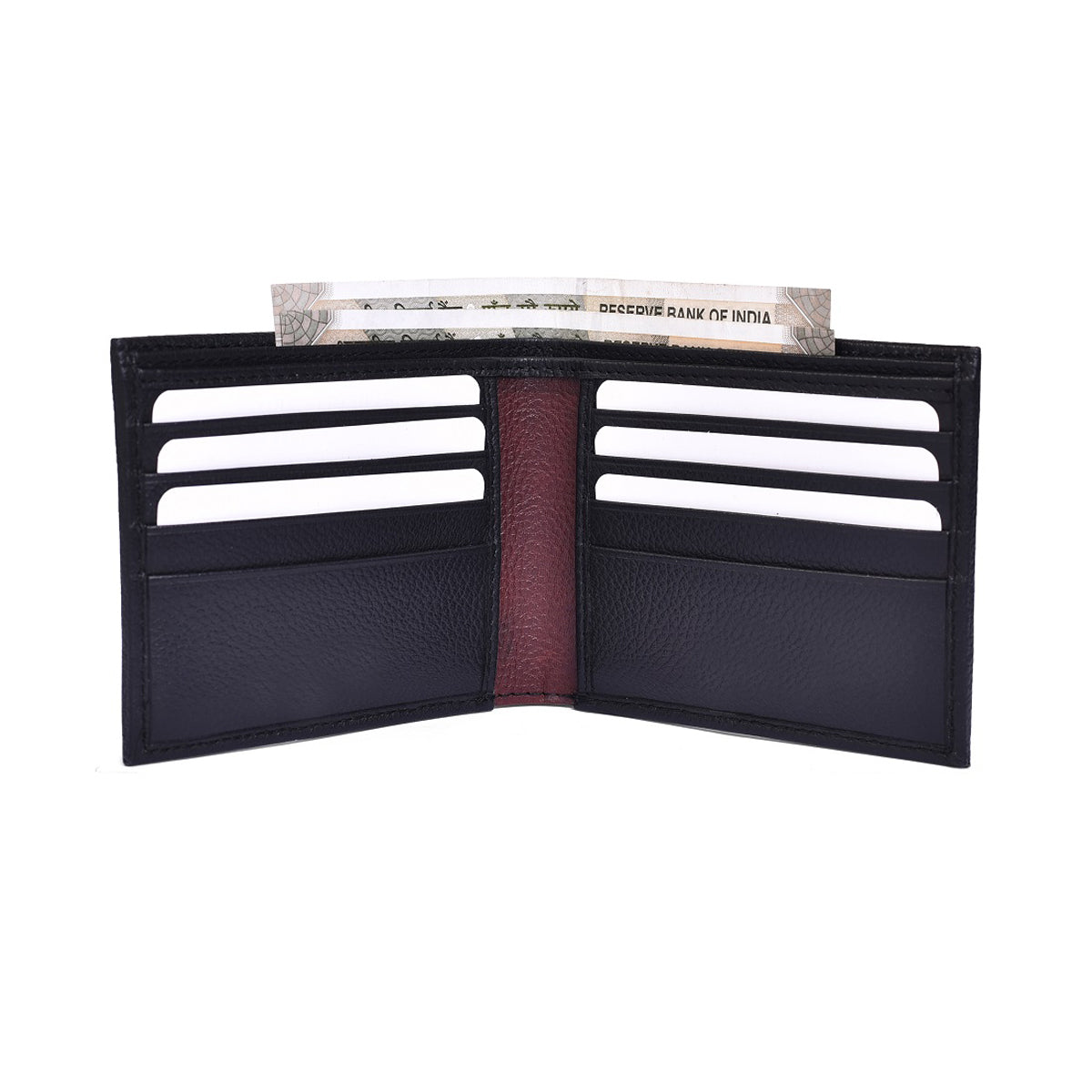 Genuine Leather Colorblock Bi-fold Men's Wallet