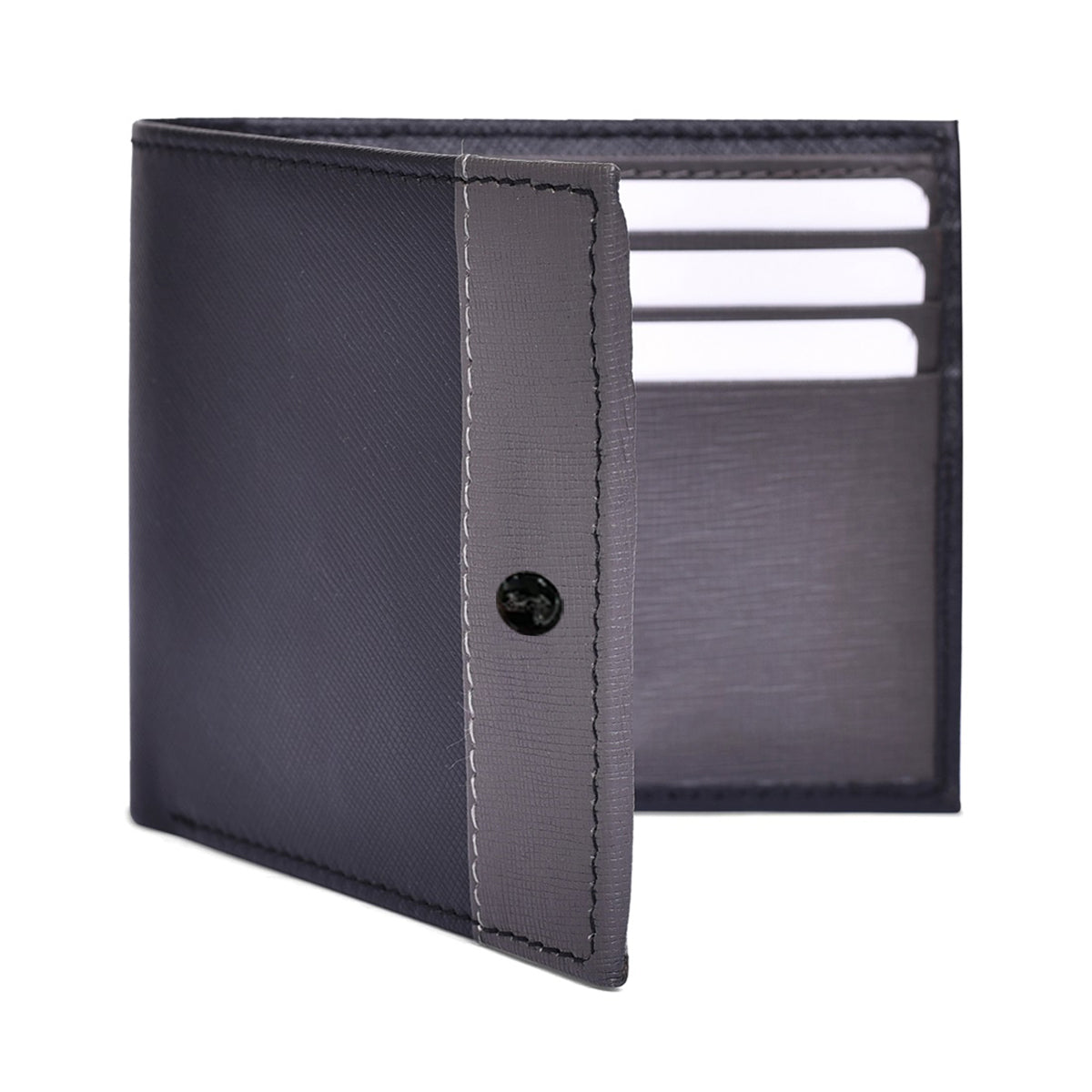 Genuine Leather Colorblock Bi-fold Men's Wallet