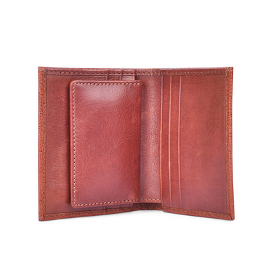 Genuine Leather Brick & Tan Bi-fold Men's Wallet