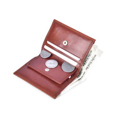 Genuine Leather Brick & Tan Bi-fold Men's Wallet