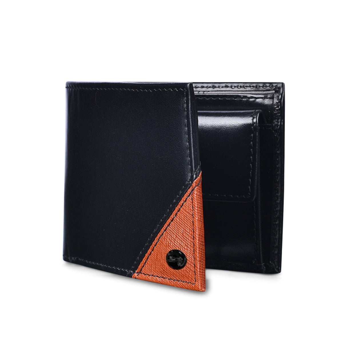 Genuine Leather Tan & Black Bi-fold Men's Wallet