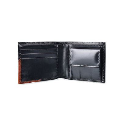 Genuine Leather Tan & Black Bi-fold Men's Wallet