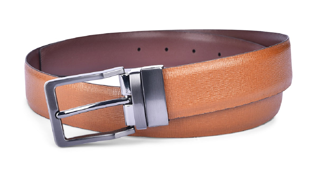 Belwaba Men Brown Genuine Reversible Leather Belt