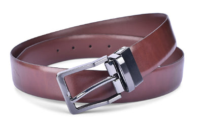 Belwaba Men Brown Genuine Leather Reversible Belt