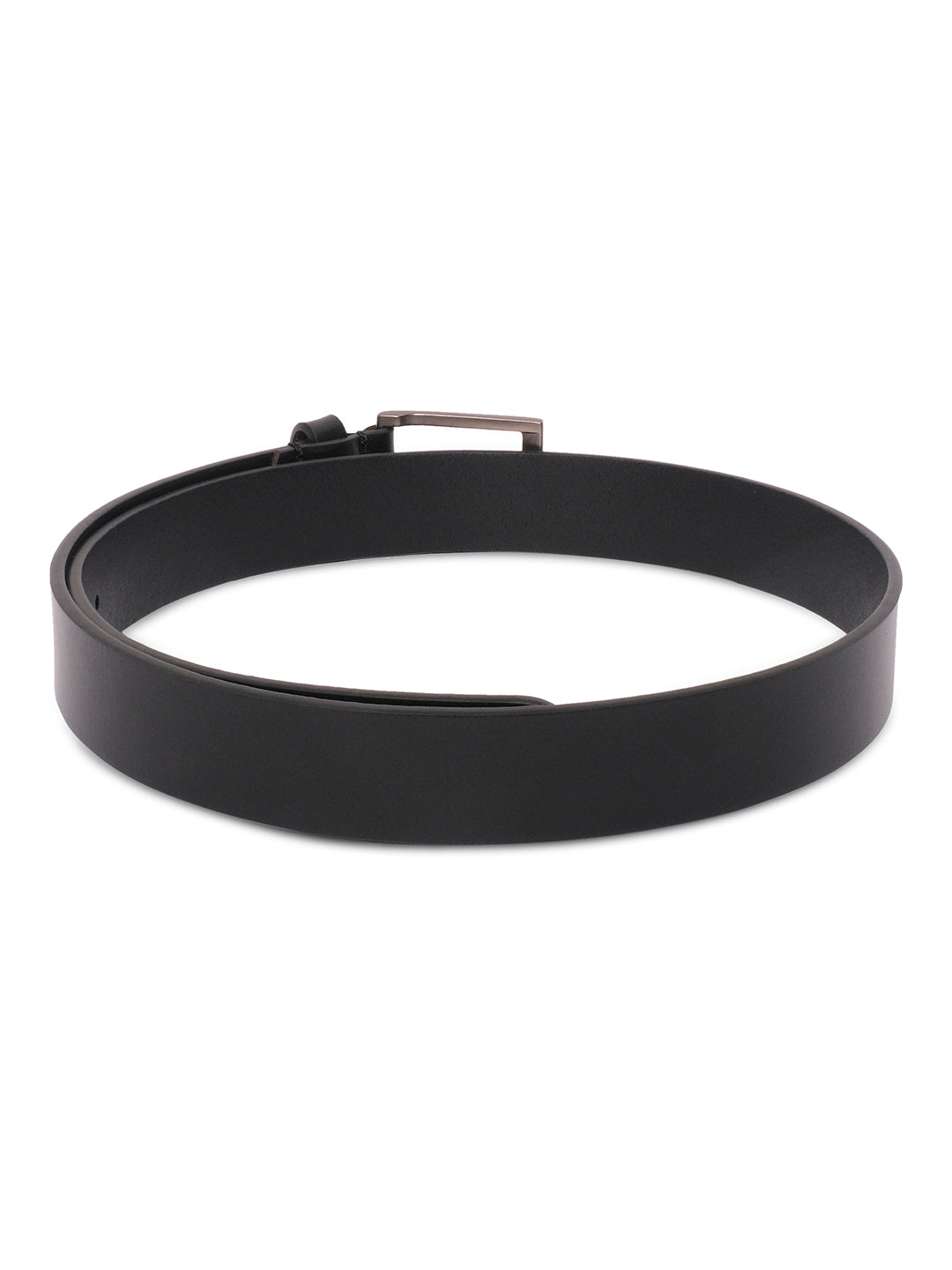 Belwaba | Black Men's leather Belt | Brushed Gunmetal Finished Buckle