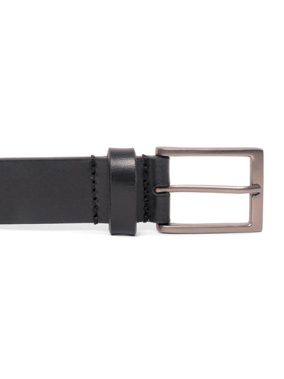 Belwaba | Black Men's leather Belt | Brushed Gunmetal Finished Buckle