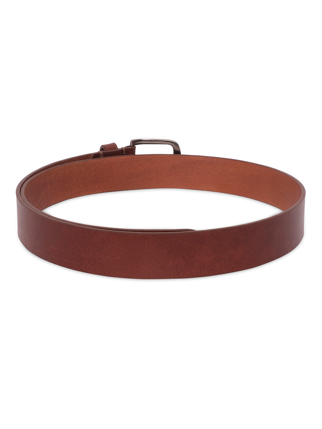 Belwaba | Tan Men's leather Belt | Brushed Gunmetal Finished Buckle