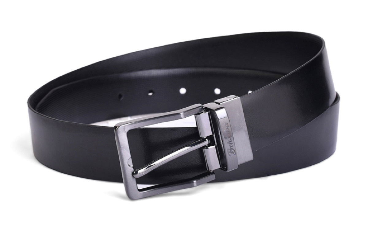 Belwaba Men Black Genuine Leather Reversible Belt